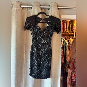 Vintage Lew Magram NYC Elegant Black Sequin Dress